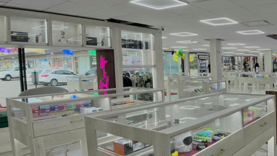 Ella Blvd White Glass Showcases