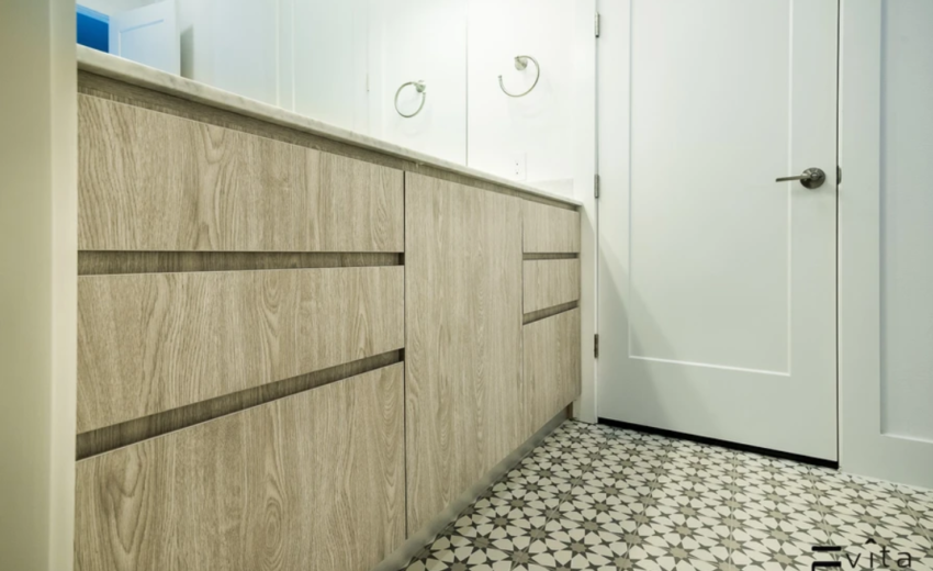 Modern Medium-Sized Light Wood Vanity