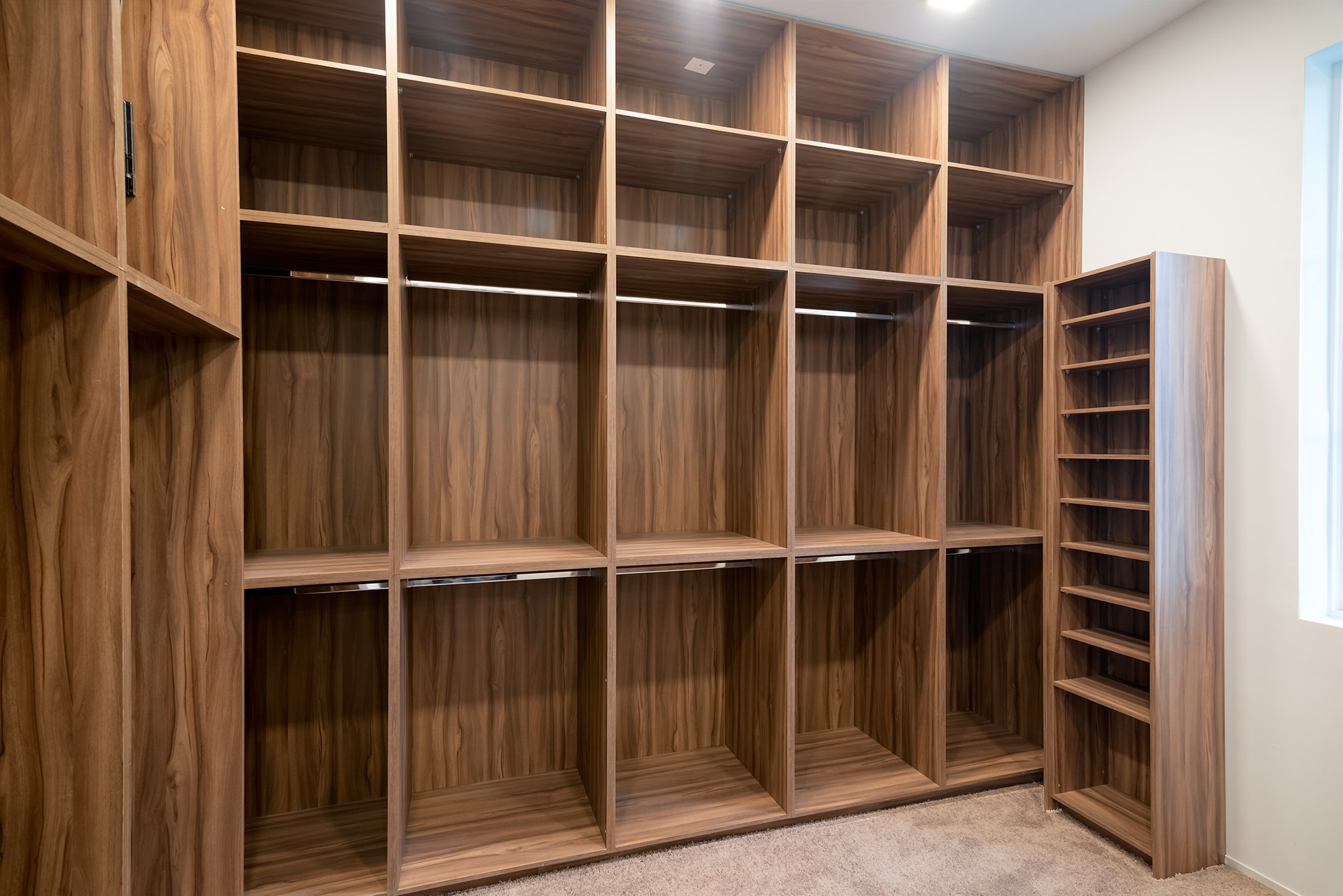 Tailored Brown Closet: Multiple Storage Sections