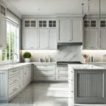 Modern Kitchen With Refaced Cabinets Featuring Sleek White Veneers And Updated Stainless-Steel Hardware.