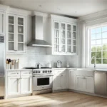 Modern Kitchen With A Mix Of Base, Wall, And Tall Cabinets In Standard Sizes, Featuring White Shaker-Style Cabinetry.