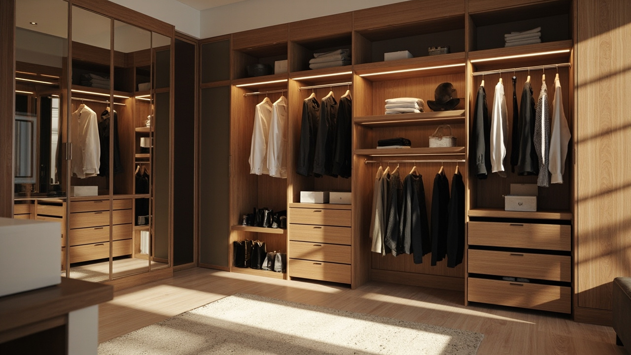Transform Your Space with RTA Closets in Houston 1 A Modern, Sleek Rta Closet Inside A Houston Apartment With Custom Cabinets And Neatly Organized Clothes And Accessories.