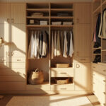 A Beautifully Organized Walk-In Closet Featuring Rta Closets And Custom-Crafted Units With Natural Sunlight Filtering In.