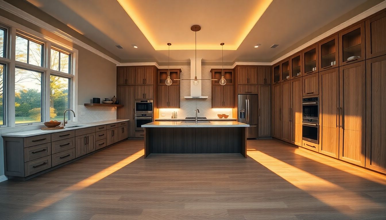 What Homebuyers Really Want from Their Kitchen 3 Expansive Contemporary Kitchen Featuring Custom Kitchen Cabinets Integrated Seamlessly With An Open Island, Afternoon Golden Hour Sunlight Casting Long Warm Shadows Across The Spacious Floors, Embodying Current Kitchen Design Trends For Houston Homebuyers.