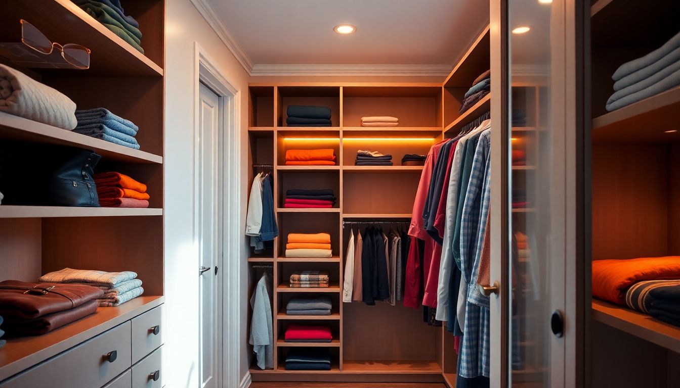 How to Design Your Dream Walk-In Closet That Fits Your Life 4 Interior View Of A Custom Walk-In Closet Featuring Dream Closet Design With Colorful Accents On Shelves Holding Accessories And Folded Items, Gentle Morning Light Streaming Through, Emphasizing Warmth And Personalization From Houston Custom Cabinetry.